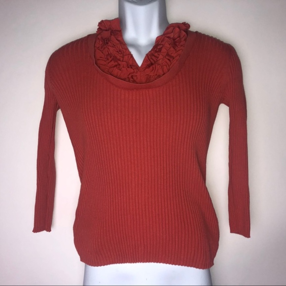 August Silk Cotton/Nylon Sweater Orange/Red Women's Small‎